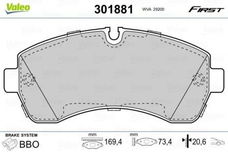 Тормозные колодки DB P. SPRINTER 06- Valeo 301881