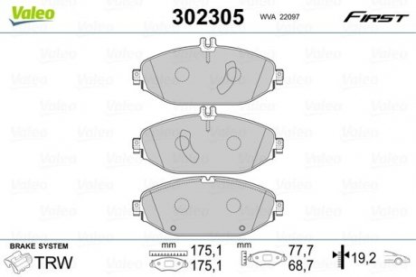 Тормозные колодки дисковые FIRST MERCEDES Valeo 302305 (фото 1)