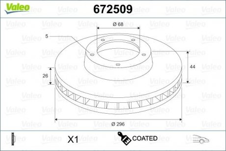 Диск гальмівний MALOWANA NISSAN QASHQAI Valeo 672509