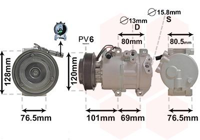Компресор кондиціонера KIA Van Wezel 8301K703