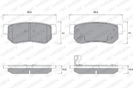 Гальмівні колодки, дискове гальмо (набір) WEEN 1511133 (фото 1)