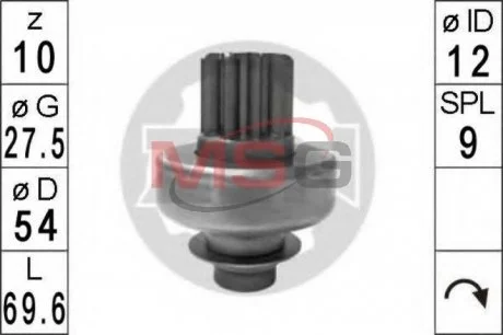 Фото 1 - бендикс стартера ZEN ZN1705 Бендикс стартера ZEN ZN1705 (фото 1)