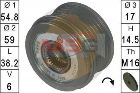 Фото шків генератора інерційний ZEN ZN5604 Шків генератора інерційний ZEN ZN5604