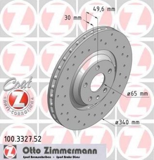 Гальмівний диск ZIMMERMANN 100332752 (фото 1)