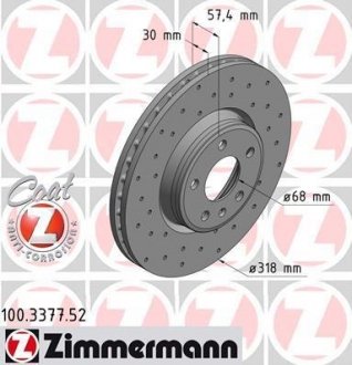 Диск тормозной передний ZIMMERMANN 100337752