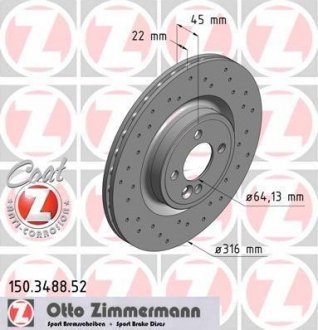 Гальмівний диск ZIMMERMANN 150348852