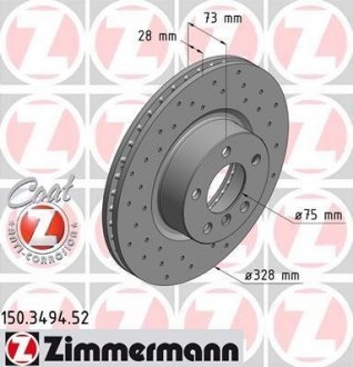 Гальмівний диск ZIMMERMANN 150349452