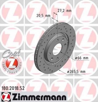 Гальмівний диск ZIMMERMANN 180201852