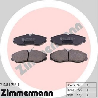 Гальмівні колодки, дискове гальмо (набір) ZIMMERMANN 214811551