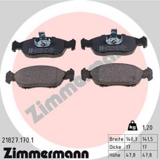 Тормозные колодки, дисковый тормоз (набор) ZIMMERMANN 218271701