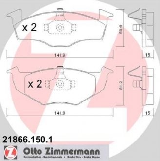 Тормозные колодки, дисковый тормоз (набор) ZIMMERMANN 218661501 (фото 1)