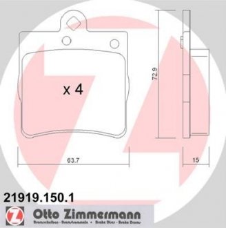 Тормозные колодки, дисковый тормоз (набор) ZIMMERMANN 219191501