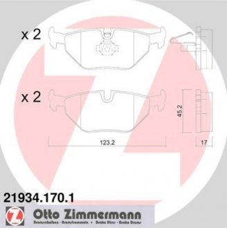 Колодки тормозные дисковые, к-кт ZIMMERMANN 219341701