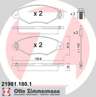 Тормозные колодки, дисковый тормоз (набор) ZIMMERMANN 219811801