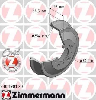 Фото гальмівний барабан ZIMMERMANN 230190120 Гальмівний барабан ZIMMERMANN 230190120