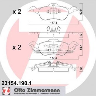 Тормозные колодки, дисковый тормоз (набор) ZIMMERMANN 231541901