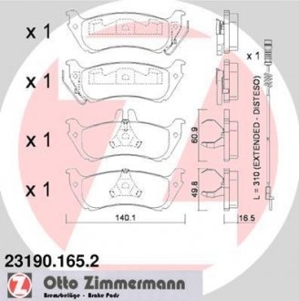 Гальмівні колодки, дискове гальмо (набір) ZIMMERMANN 231901652