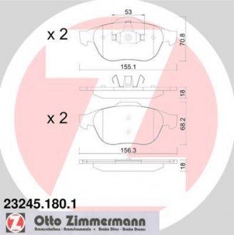 Тормозные колодки, дисковый тормоз (набор) ZIMMERMANN 232451801