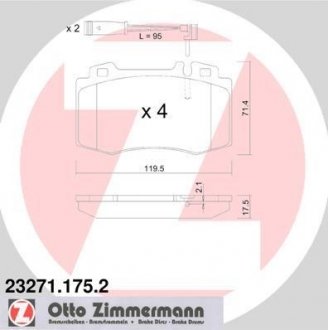 Тормозные колодки, дисковый тормоз (набор) ZIMMERMANN 232711752 (фото 1)