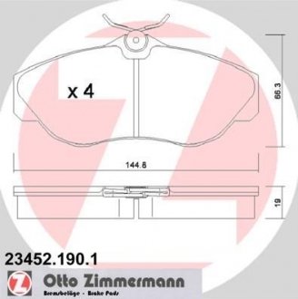 Тормозные колодки, дисковый тормоз (набор) ZIMMERMANN 234521901