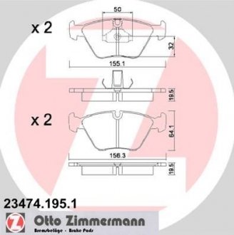 Гальмівні колодки, дискове гальмо (набір) ZIMMERMANN 234741951