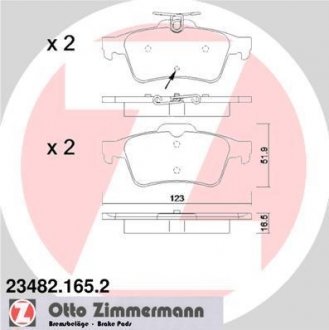 Гальмівні колодки, дискове гальмо (набір) ZIMMERMANN 234821652