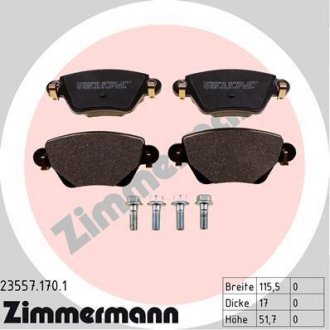 Тормозные колодки, дисковый тормоз (набор) ZIMMERMANN 235571701