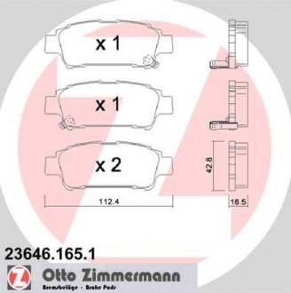 Тормозные колодки, дисковый тормоз (набор) ZIMMERMANN 236461651