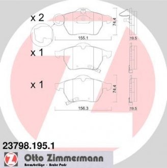 Гальмівні колодки, дискове гальмо (набір) ZIMMERMANN 237981951