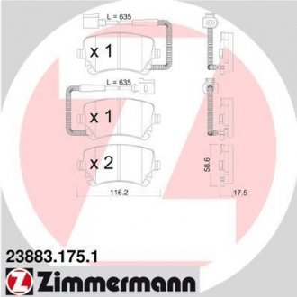 Колодки гальмівні дискові, к-кт ZIMMERMANN 238831751