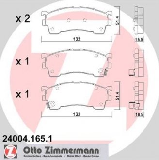 Тормозные колодки, дисковый тормоз (набор) ZIMMERMANN 240041651