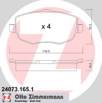 Тормозные колодки, дисковый тормоз (набор) ZIMMERMANN 240731651