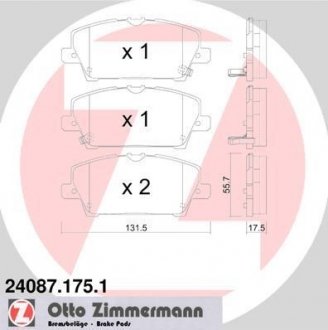 Тормозные колодки, дисковый тормоз (набор) ZIMMERMANN 240871751