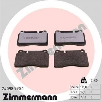 Колодки тормозные дисковые, к-кт ZIMMERMANN 240989701