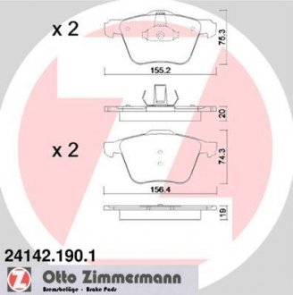 Тормозные колодки, дисковый тормоз (набор) ZIMMERMANN 241421901