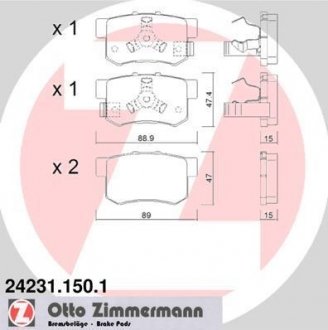 Колодки тормозные дисковые, к-кт ZIMMERMANN 242311501