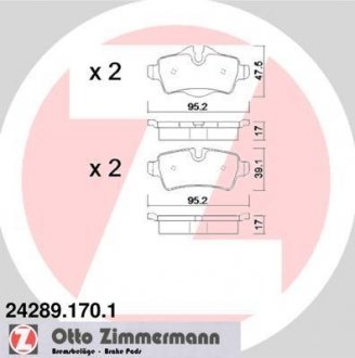 Гальмівні колодки, дискове гальмо (набір) ZIMMERMANN 242891701