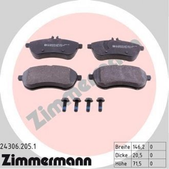 Колодки тормозные дисковые, к-кт ZIMMERMANN 243062051