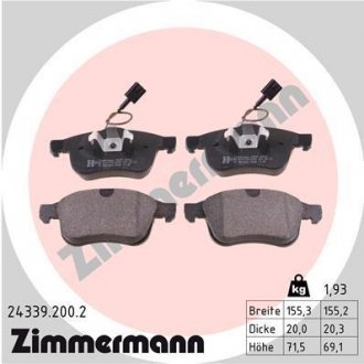 Гальмівні колодки, дискове гальмо (набір) ZIMMERMANN 243392002