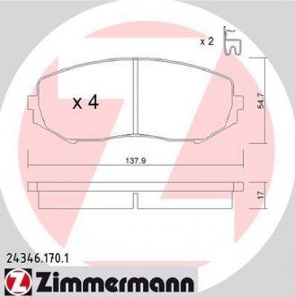 Комплект тормозных колодок ZIMMERMANN 24346.170.1