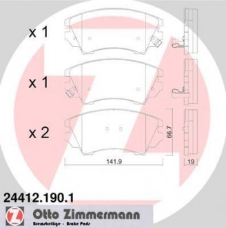 Тормозные колодки, дисковый тормоз (набор) ZIMMERMANN 244121901