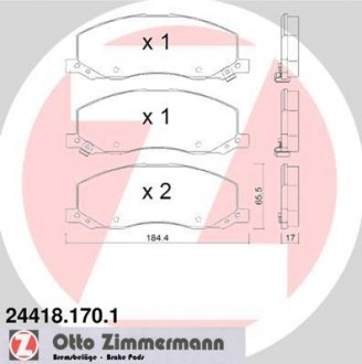 Гальмівні колодки, дискове гальмо (набір) ZIMMERMANN 244181701