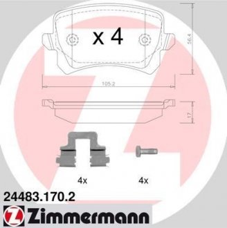 Колодки гальмівні, дискові (набір) ZIMMERMANN 244831702 (фото 1)