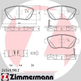 Гальмiвнi колодки дисковi з аксесуарами переднi ZIMMERMANN 245491902