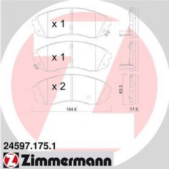 Тормозные колодки, дисковый тормоз (набор) ZIMMERMANN 245971751 (фото 1)