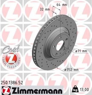 Диск тормозной ZIMMERMANN 250138652