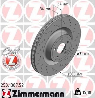 Диск тормозной ZIMMERMANN 250138752