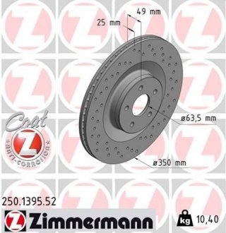 Диск тормозной ZIMMERMANN 250139552