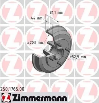 Фото тормозной барабан ZIMMERMANN 250176500 Тормозной барабан ZIMMERMANN 250176500