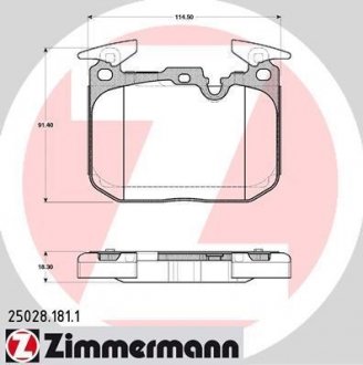 Колодки гальмівні дискові, к-кт ZIMMERMANN 250281811